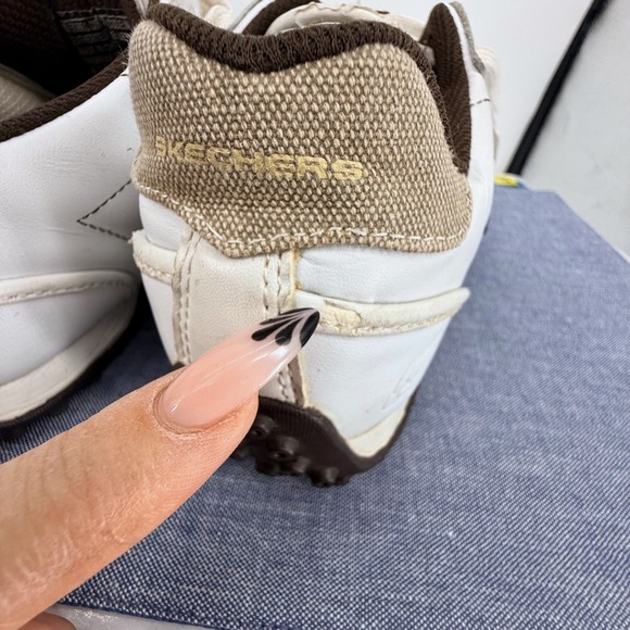 Skechers Urbantrack Forward Men 10 Whte Leather Sneakers 50661 Retro Driving - Picture 9 of 12